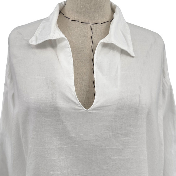 Sumac Design Tunic Womens Size Large White Lightweight‎ V-Neck Coastal Beach - Picture 2 of 10